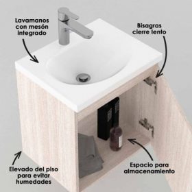 Lavamanos pequeño en mueble elevado basico para la elegancia y practicidad de los baños