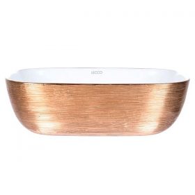 Lavamanos dorado vessel de la marca lecco ofrece un diseño vanguardista unico y funcional gracias a su gran profundidad lo que evita salpicaduras y ademas sus angulos semicurvos dan una perspectiva mas elegante