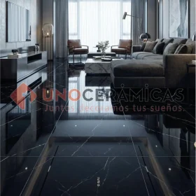 Porcelanato pietra zet negro de vetas blancas formato 60x120