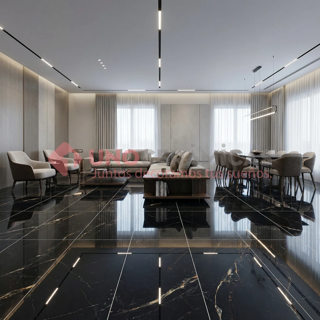 INTERIOR - PORCELANATO GOLD GLASSIER 11_1024 Piso negro de lujo Gold Glassier 60x120 con vetas doradas y acabado pulido - unoceramicas SAS